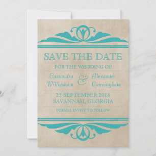 Aquamarin Eleganter Deko Save the Date einladen