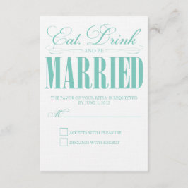 Aquamarin essen, trinken und Verheiratet sein | An RSVP Karte