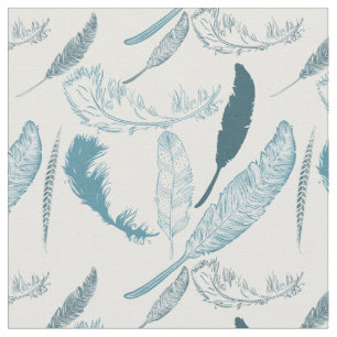 Aquamarin Feathers Stoff