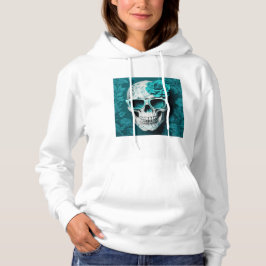 Aquamarin Floral 3D Toter Schädel mit Sonnenbrille Hoodie