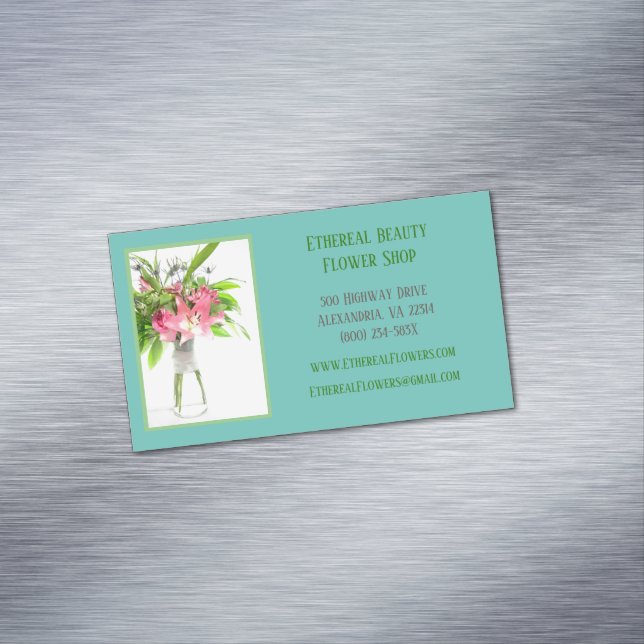 Aquamarin Florist Magnetische Visitenkarte (Beispiel)