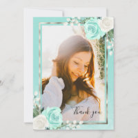 Aquamarin & Foil Silver Abschluss Vielen Dank