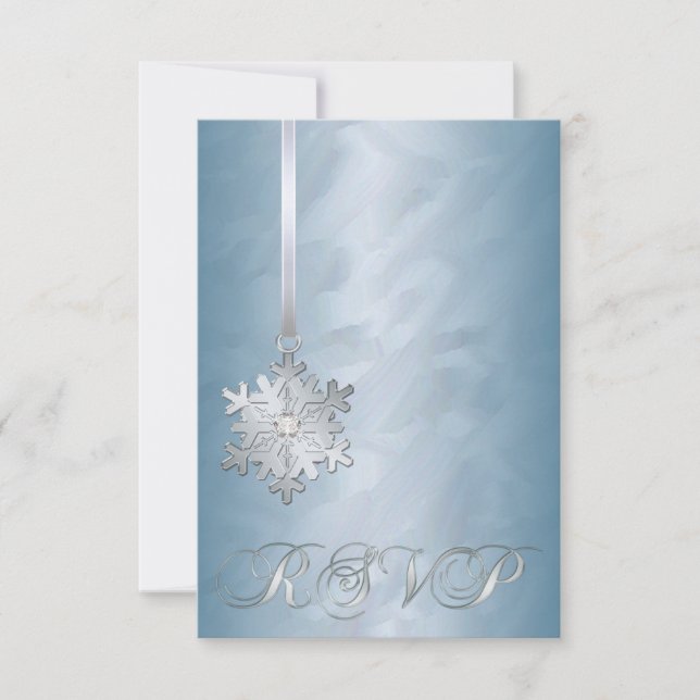Aquamarin Foil Silver Snowflake Jewel UAWG Einladu RSVP Karte (Vorderseite)