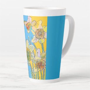 Aquamarin gelb gestrichene handgemalte Daffodil-Bl Milchtasse