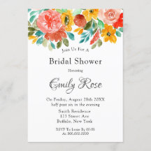 Aquamarin-Gelb-Orange-Peony-Bridal-Dusche Einladun