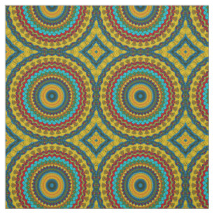 Aquamarin-gelbe, moderne Ethnic Textile Tribal Pri Stoff