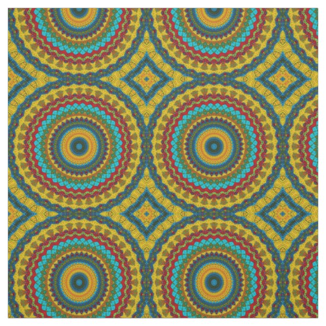 Aquamarin-gelbe, moderne Ethnic Textile Tribal Pri Stoff (Muster)