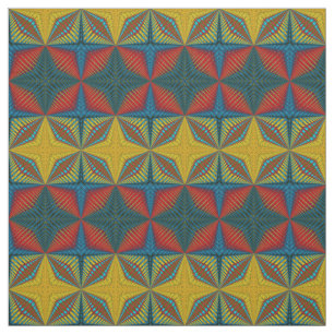 Aquamarin-gelbe, moderne Ethnic Textile Tribal Pri Stoff