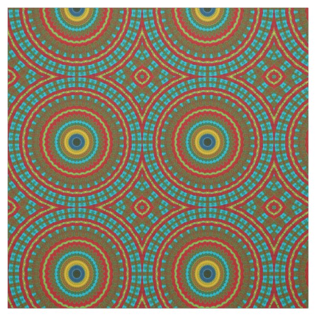 Aquamarin-gelbe, moderne Ethnic Textile Tribal Pri Stoff (Muster)