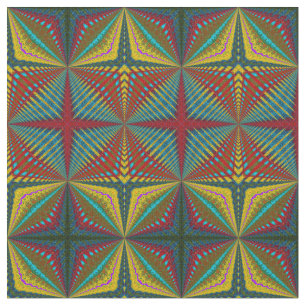 Aquamarin-gelbe, moderne Ethnic Textile Tribal Pri Stoff