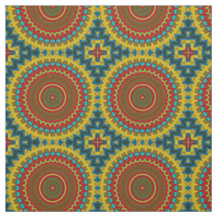 Aquamarin-gelbe, moderne Ethnic Textile Tribal Pri Stoff