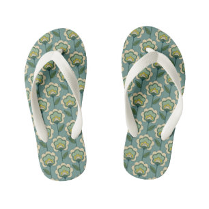 Aquamarin-gelbes Blumenmuster Kinderbadesandalen