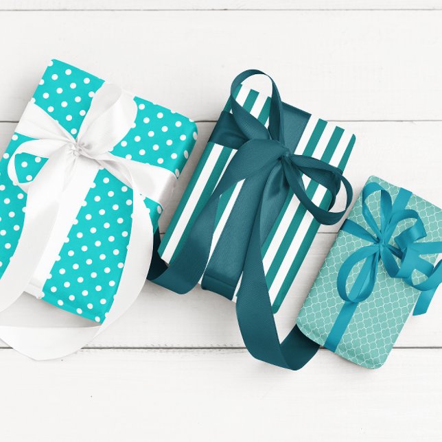 Aquamarin Gemustert Geschenkpapier Set (Von Creator hochgeladen)