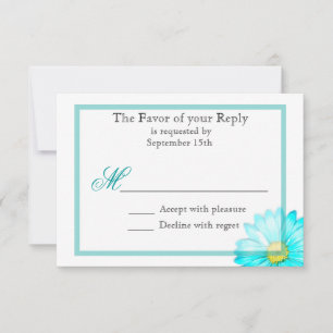 Aquamarin Gerber Daisy Simple Wedding Einladung