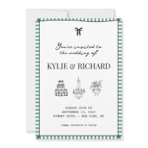 Aquamarin gestreifte Grenze Save the Date