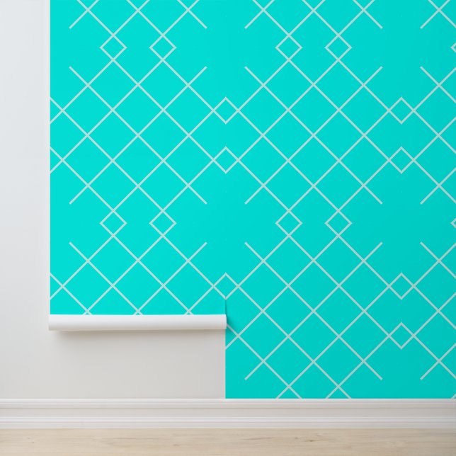 Aquamarin gestreiftes Aqua Türkis Tapete (Anwendung)