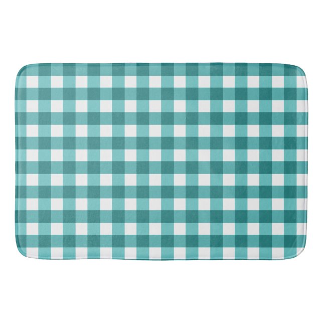 Aquamarin Gingham Badematte (Vorderseite)