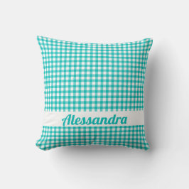 Aquamarin Gingham Country Farmhouse Kissen