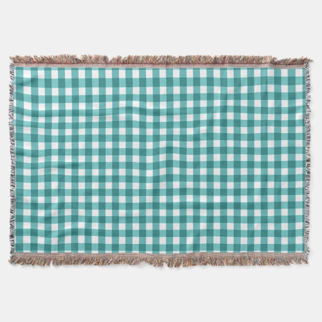 Aquamarin Gingham Decke (Vorderseite)