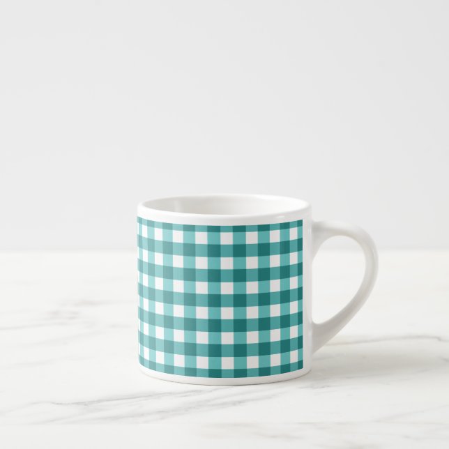 Aquamarin Gingham Espressotasse (Rechts)