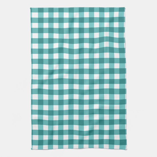 Aquamarin Gingham Geschirrtuch (Vertikal)