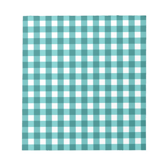 Aquamarin Gingham Notizblock (Vorderseite)