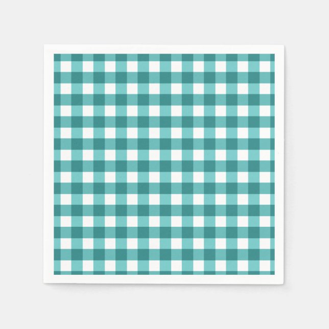 Aquamarin Gingham Serviette (Vorderseite)