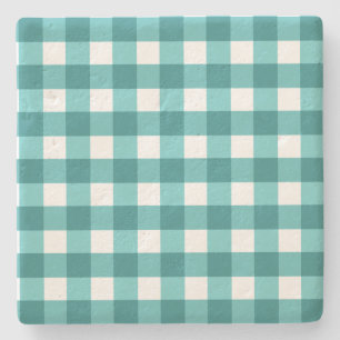 Aquamarin Gingham Steinuntersetzer