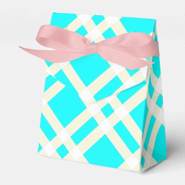 Aquamarin Gingham Zent Style Gevor Box Geschenkschachtel (Vorderseite)