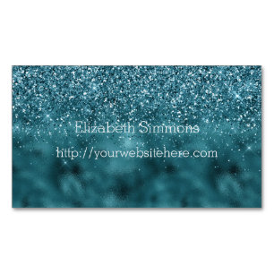 Aquamarin Glam Glitzy Glitzer Magnetische Visitenkarte