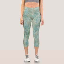 Aquamarin Glam Leopard Print Capri Leggings