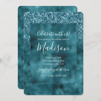 Aquamarin Glitz Glitzer Glam Einladung
