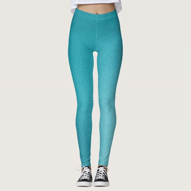 Aquamarin Glitzer Glam Leggings (Vorderseite)