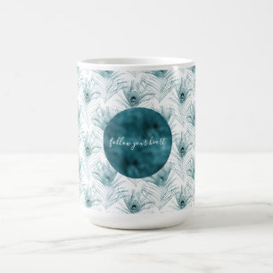 Aquamarin Glitzy Peacock Feathers Kaffeetasse