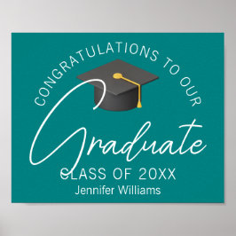 Aquamarin Glückwunsch Grand Custom Graduation Part Poster