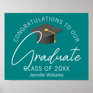 Aquamarin Glückwunsch Grand Custom Graduation Part Poster