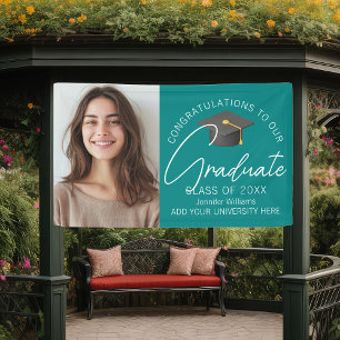 Aquamarin Glückwunsch Grand Foto Graduation Party Banner