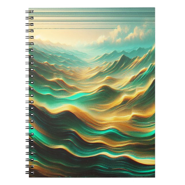 Aquamarin-Gold-Abstrakt-Mountain-Notebook Notizblock (Vorderseite)