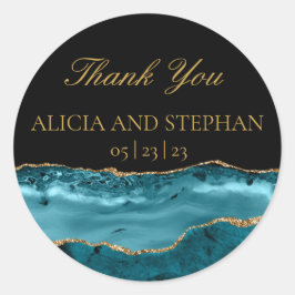 Aquamarin Gold Agate Gastgeschenk Hochzeit Vielen  Runder Aufkleber