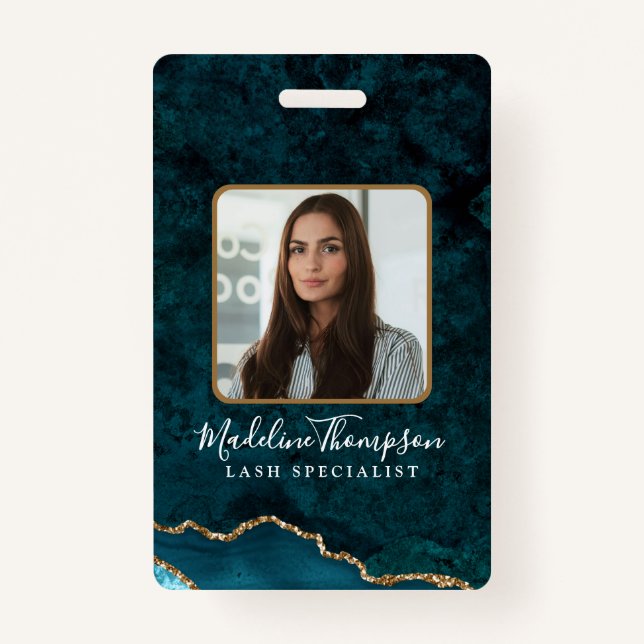 Aquamarin Gold Agate Marble Business Company ID Ausweis (Vorderseite)