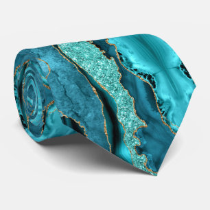 Aquamarin Gold Glitzer Funkelnd Neck Tie Krawatte