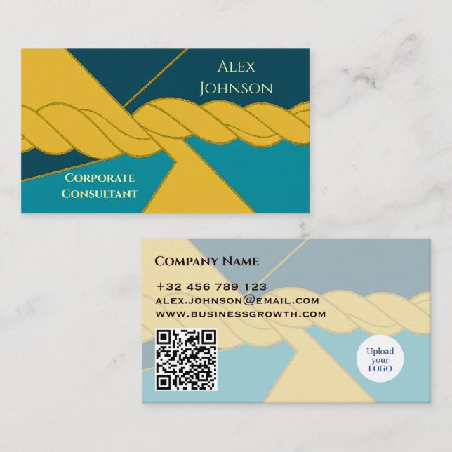 Aquamarin Gold Moderner Unternehmensberater Gold R Visitenkarte (Vorne/Hinten)