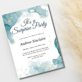 Aquamarin & Gold Überraschung Geburtstagsparty Ein Save The Date