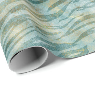Aquamarin Gold Zebra Print Geschenkpapier