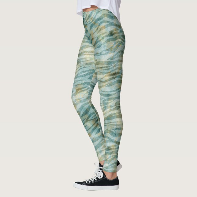 Aquamarin Gold Zebra Print Leggings (Links)