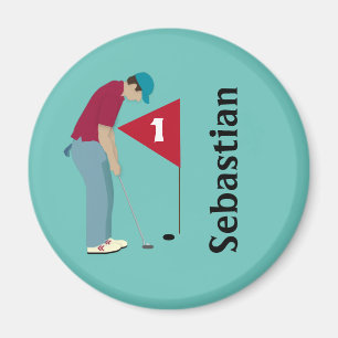 Aquamarin Golfer Putting Magnet