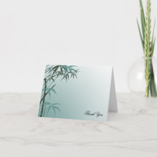 Aquamarin Gradient Natural Bamboo Wedding Vielen D Dankeskarte