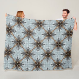 Aquamarin, grau, Bronze, Vintage Blume Muster Fleecedecke