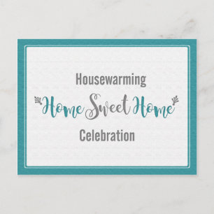Aquamarin Grau Zuhause Sweet Zuhause Housewärming Einladungspostkarte