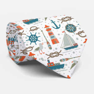 Aquamarin-graues, nautisches Muster Krawatte